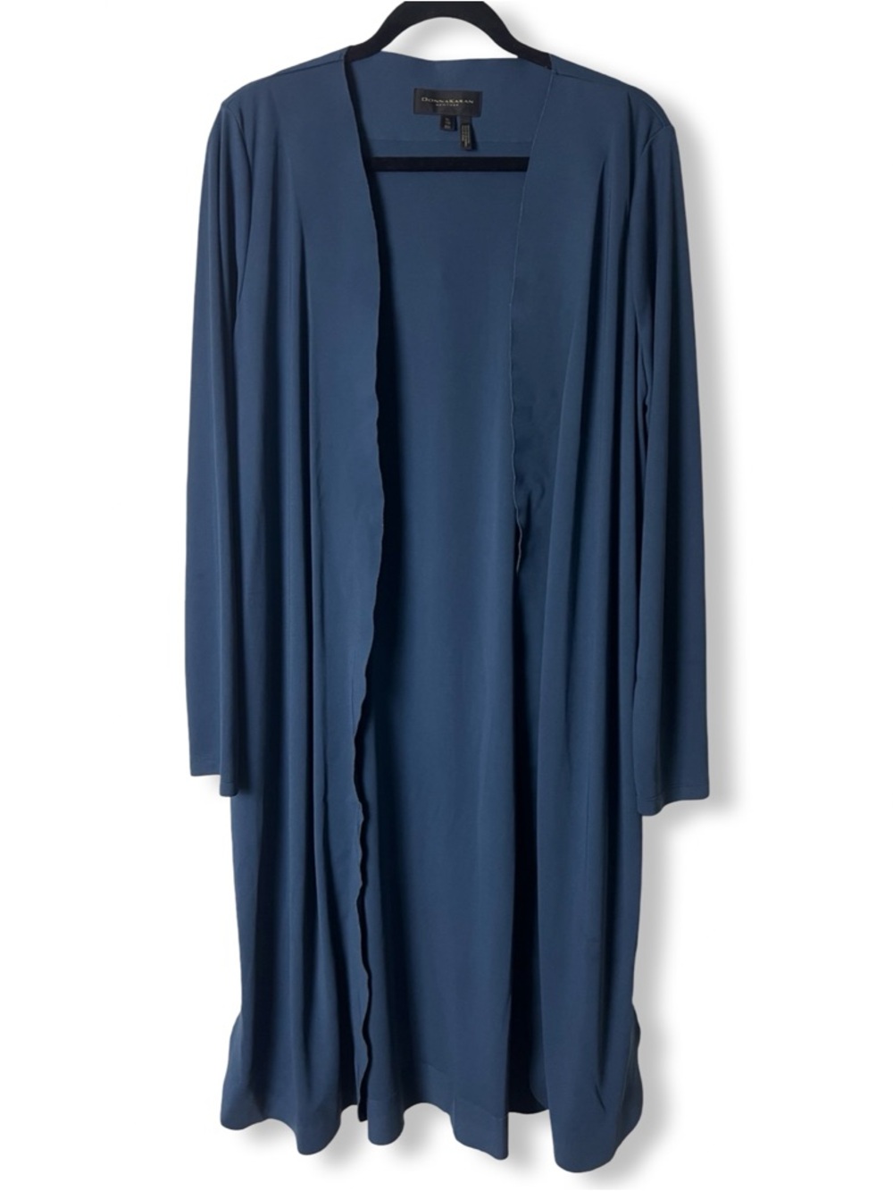 Donna‎ Karan New York Womens Duster Cardigan Open Front Draped Teal Sz. XL